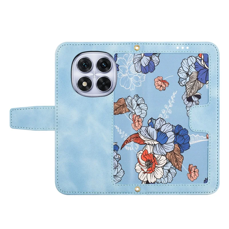 For Xiaomi Redmi Note 14 Pro 5G / Poco X7 5G Case PU Leather Floral Phone Cover with Card Slots - Baby Blue