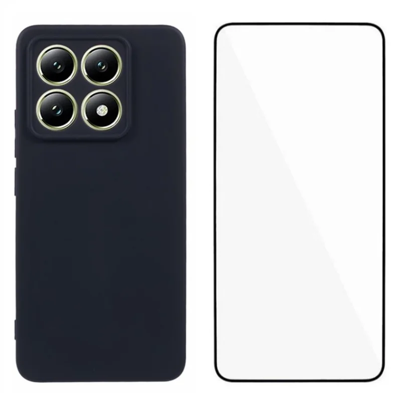 WANLONFENG سلسلة RB2 لهاتف Xiaomi 14T غطاء هاتف من مادة TPU لينة مع واقي شاشة - أسود