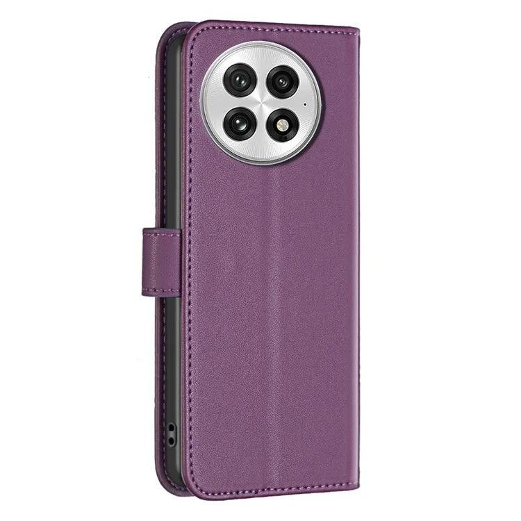 Capa carteira de couro de dobra BINFEN COLOR BF17 para OnePlus 13 - Roxo escuro