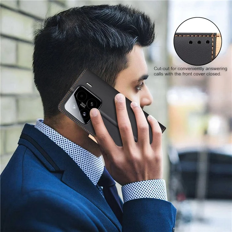 BINFEN COLOR BF33 para Xiaomi 15 Pro Capa de Couro Splicing Color RFID Blocking - Preto