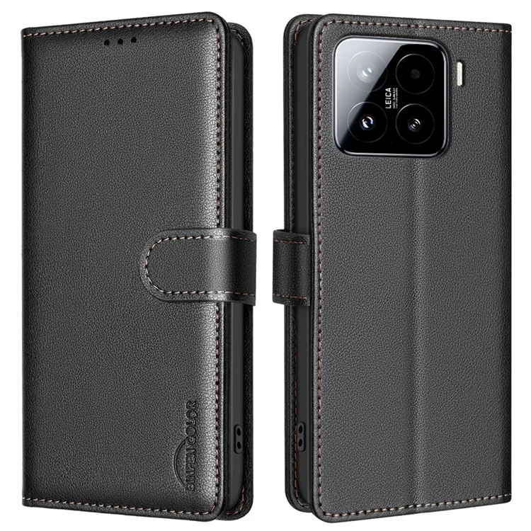 BINFEN COLOR BF32 Custodia in pelle con portafoglio e protezione RFID per Xiaomi 15 Pro - Nero