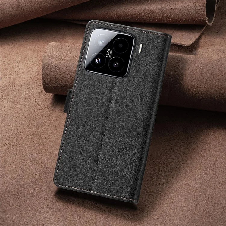 BINFEN COLOR BF32 Custodia in pelle con portafoglio e protezione RFID per Xiaomi 15 Pro - Nero