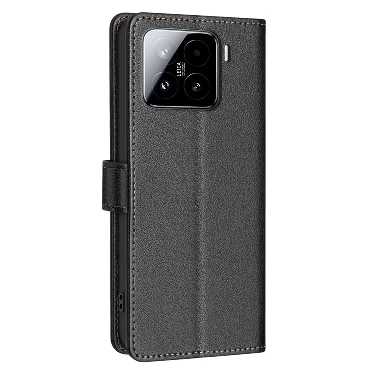 BINFEN COLOR BF32 Custodia in pelle con portafoglio e protezione RFID per Xiaomi 15 Pro - Nero
