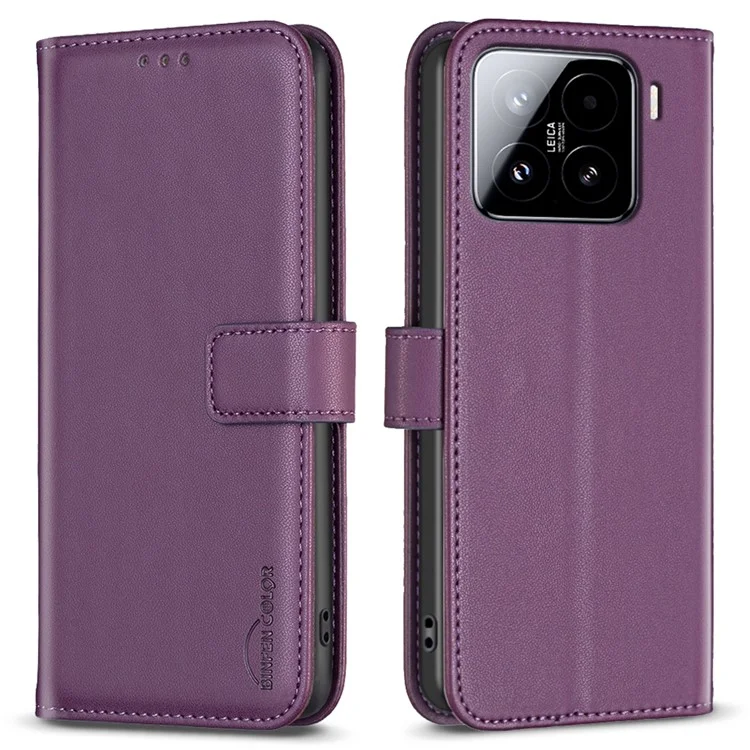 BINFEN COLOR BF17 Custodia per Xiaomi 15 Pro Portafoglio Folio Flip in pelle - Viola scuro
