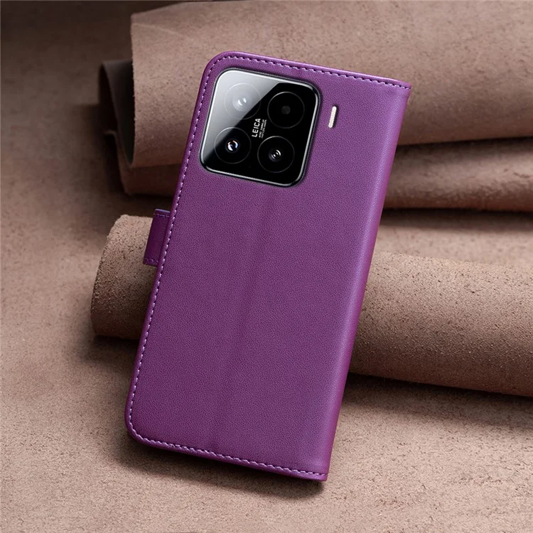 BINFEN COLOR BF17 Custodia per Xiaomi 15 Pro Portafoglio Folio Flip in pelle - Viola scuro