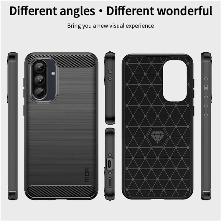 MOFI JK TPU Series-1 For Samsung Galaxy A36 5G Case Carbon Fiber Texture TPU Soft Phone Cover - Black