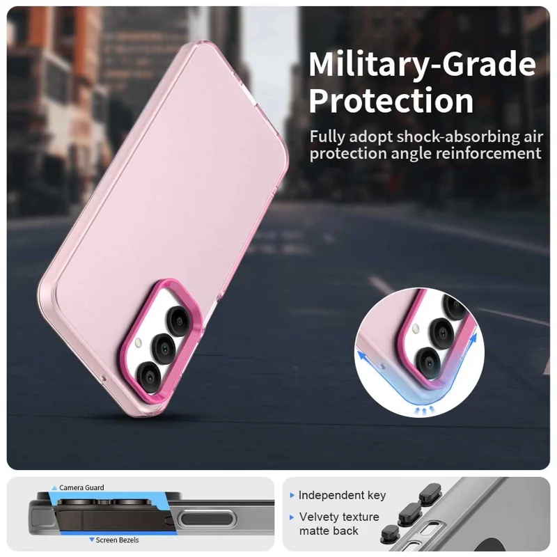 For Samsung Galaxy A16 5G / A16 4G Case PC+TPU+PET Matte Anti-Drop Phone Back Cover - Red
