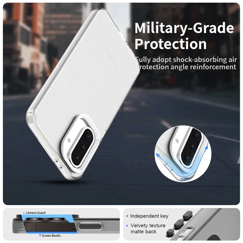 Für Samsung Galaxy A36 5G Hülle PC+TPU+PET Matt Anti-Drop Phone Back Cover - Weiß