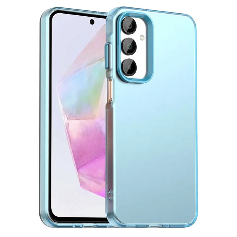 For Samsung Galaxy A55 5G Case PC+TPU+PET Matte Anti-Drop Phone Back Cover - Blue