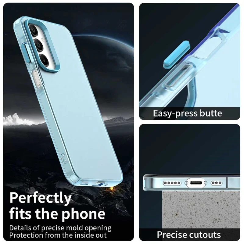 For Samsung Galaxy A55 5G Case PC+TPU+PET Matte Anti-Drop Phone Back Cover - Blue