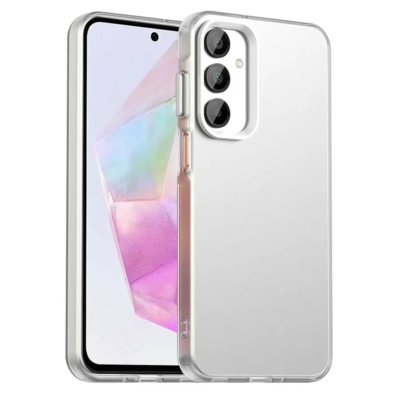 For Samsung Galaxy A55 5G Case PC+TPU+PET Matte Anti-Drop Phone Back Cover - White