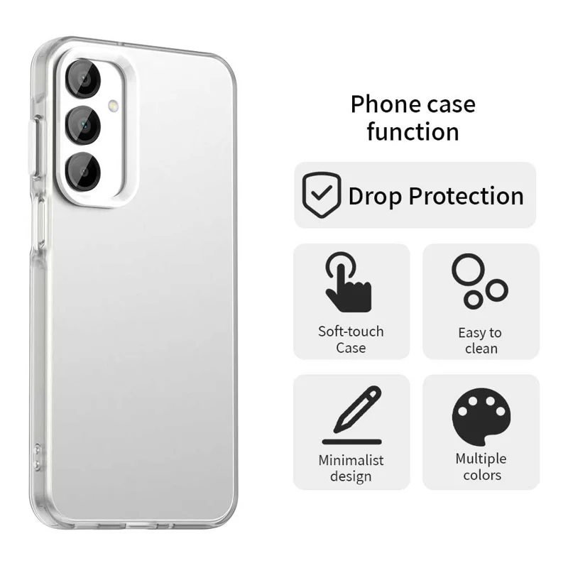 For Samsung Galaxy A55 5G Case PC+TPU+PET Matte Anti-Drop Phone Back Cover - White