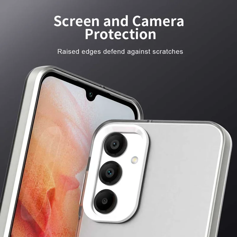 For Samsung Galaxy A55 5G Case PC+TPU+PET Matte Anti-Drop Phone Back Cover - White