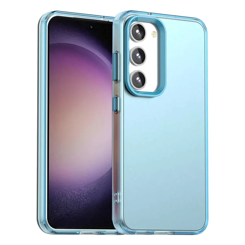 For Samsung Galaxy S23 Case PC+TPU+PET Matte Anti-Drop Phone Back Cover - Blue