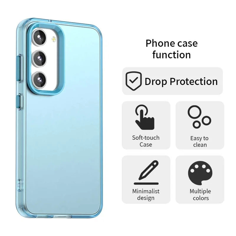 For Samsung Galaxy S23 Case PC+TPU+PET Matte Anti-Drop Phone Back Cover - Blue