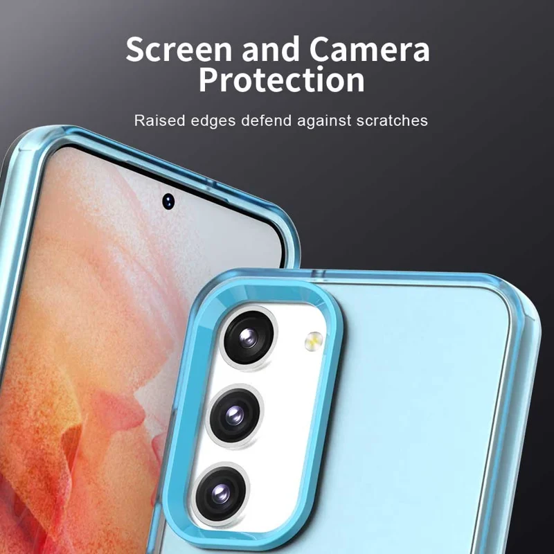 For Samsung Galaxy S23 Case PC+TPU+PET Matte Anti-Drop Phone Back Cover - Blue