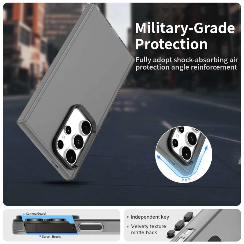 PC+TPU+PET matte antival-case voor Samsung Galaxy S23 Ultra - Zwart