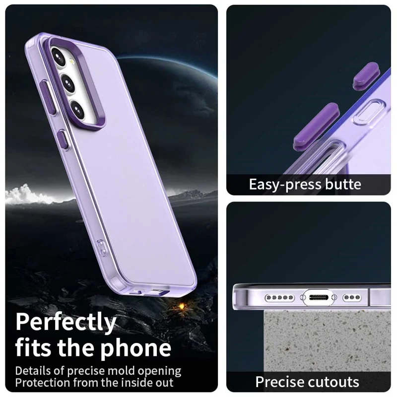 For Samsung Galaxy S23+ Case PC+TPU+PET Matte Anti-Drop Phone Back Cover - Purple