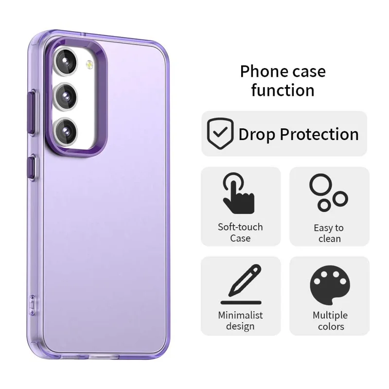 For Samsung Galaxy S23+ Case PC+TPU+PET Matte Anti-Drop Phone Back Cover - Purple