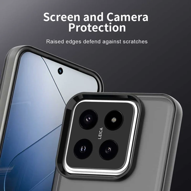 For Xiaomi 14 Case PC+TPU+PET Matte Anti-Drop Phone Back Cover - Black