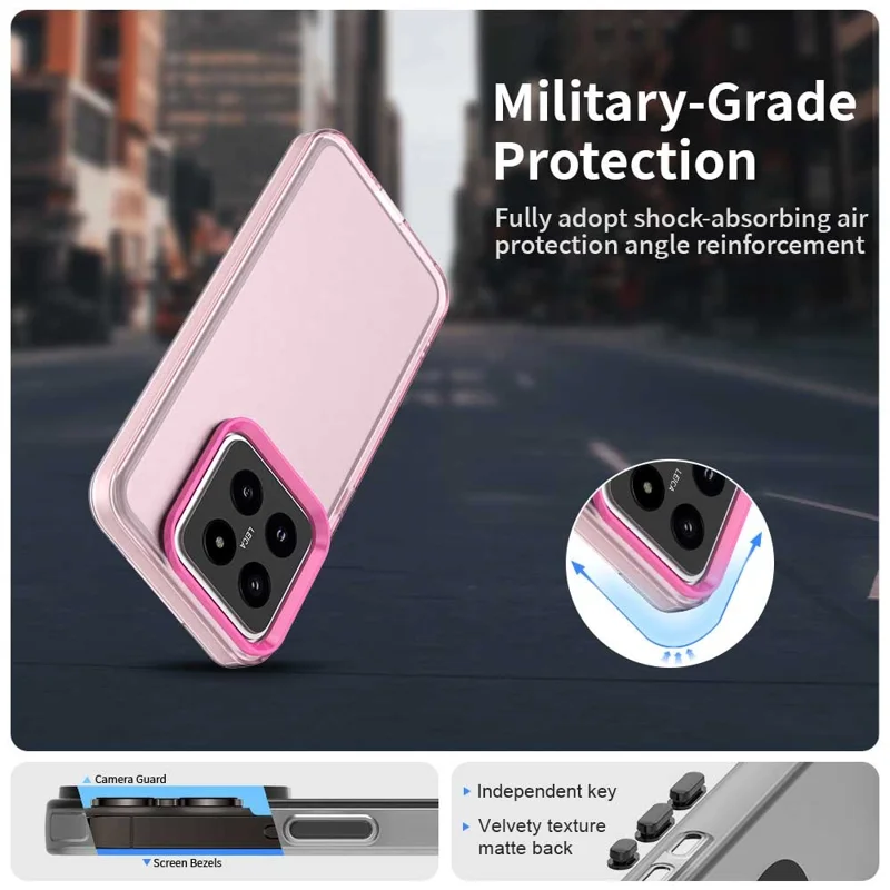 For Xiaomi 14 Case PC+TPU+PET Matte Anti-Drop Phone Back Cover - Red