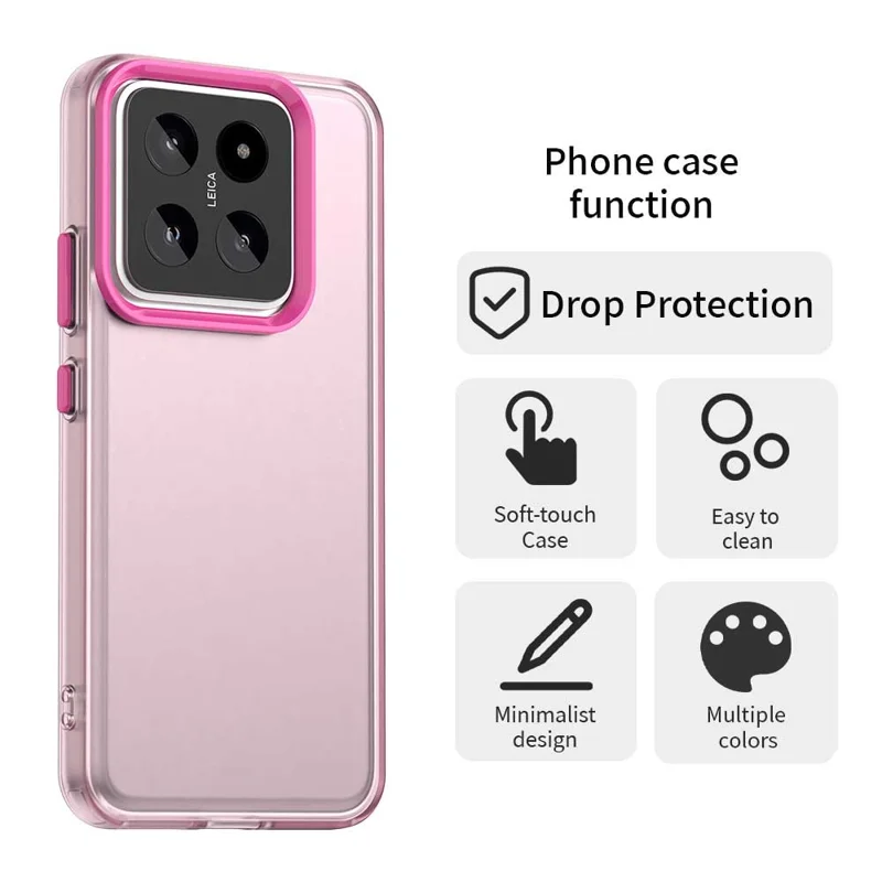 For Xiaomi 14 Case PC+TPU+PET Matte Anti-Drop Phone Back Cover - Red