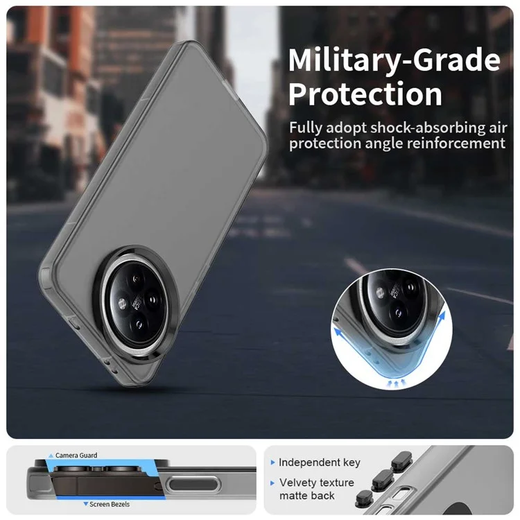 Étui pour Xiaomi 14 Civi 5G / Civi 4 Pro 5G PC+TPU+PET mat anti-chute - Noir