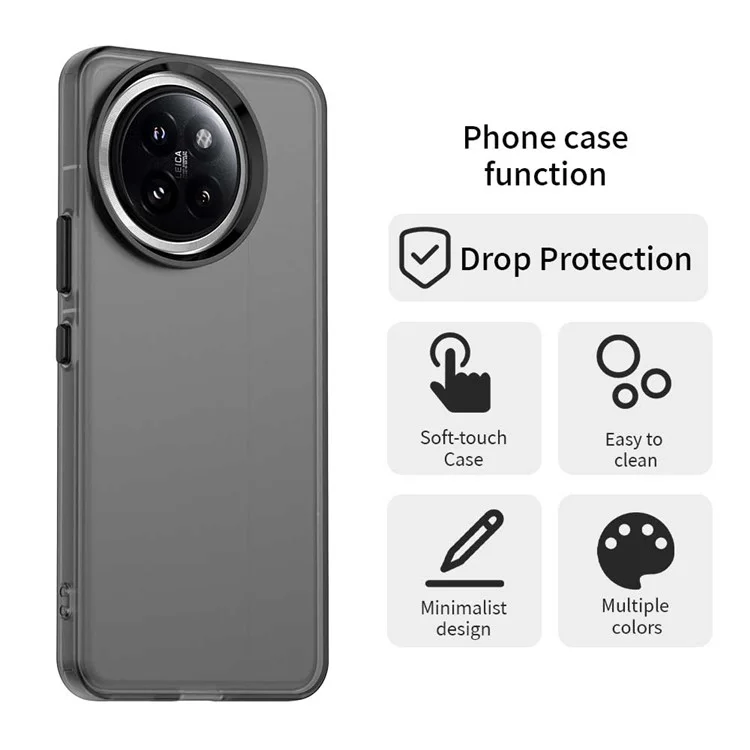 Étui pour Xiaomi 14 Civi 5G / Civi 4 Pro 5G PC+TPU+PET mat anti-chute - Noir