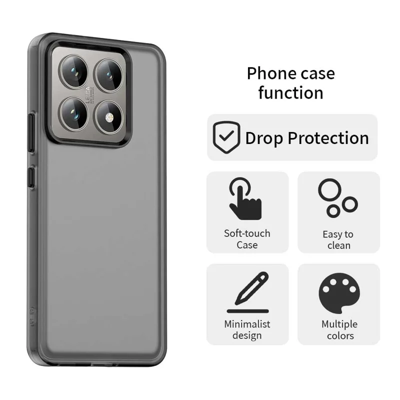 For Xiaomi 14T Case PC+TPU+PET Matte Anti-Drop Phone Back Cover - Black