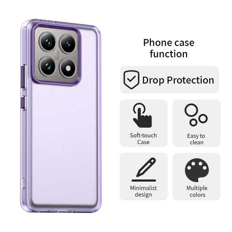 Чехол для Xiaomi 14T Pro, PC+TPU+PET, матовый, противоударный, фиолетовый