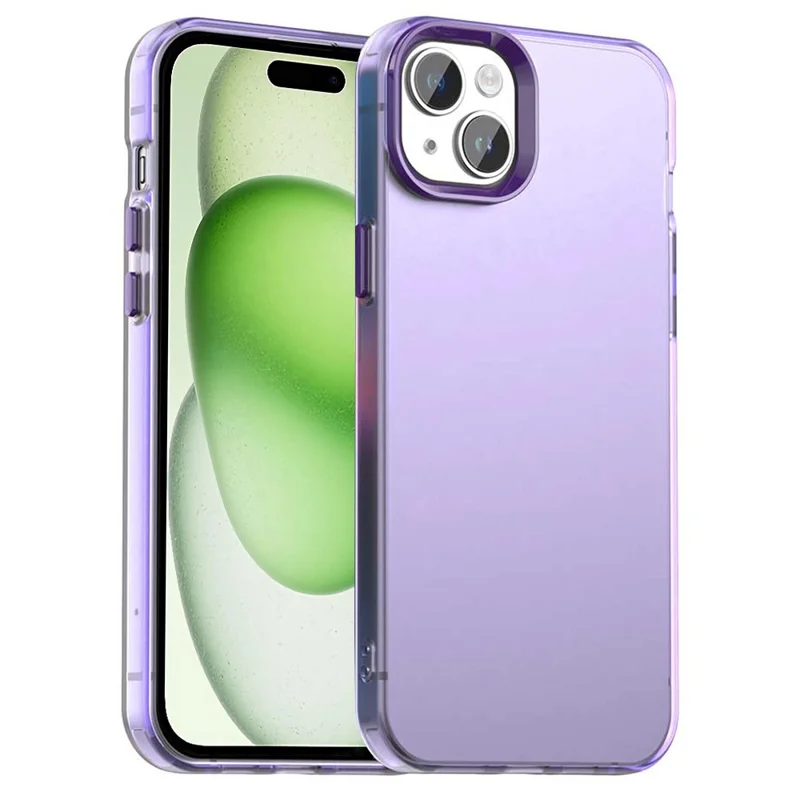 For iPhone 15 Case PC+TPU+PET Matte Anti-Drop Phone Back Cover - Purple