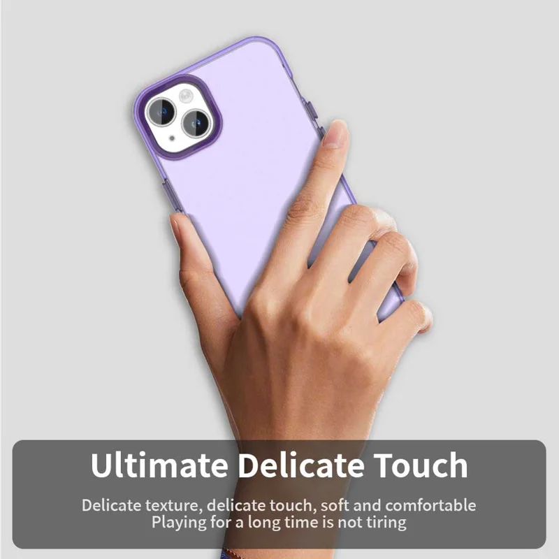 For iPhone 15 Case PC+TPU+PET Matte Anti-Drop Phone Back Cover - Purple