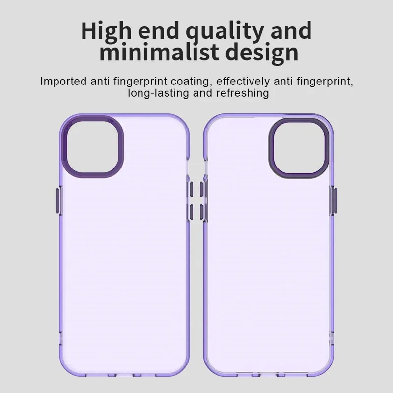 For iPhone 15 Case PC+TPU+PET Matte Anti-Drop Phone Back Cover - Purple