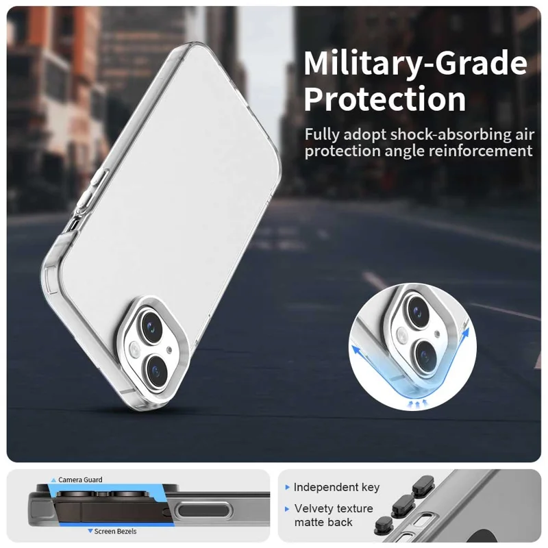 For iPhone 15 Plus / 14 Plus Case PC+TPU+PET Matte Anti-Drop Phone Back Cover - White