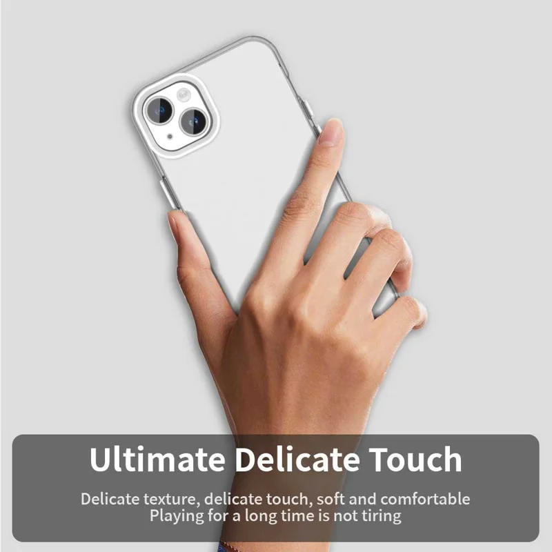 For iPhone 15 Plus / 14 Plus Case PC+TPU+PET Matte Anti-Drop Phone Back Cover - White