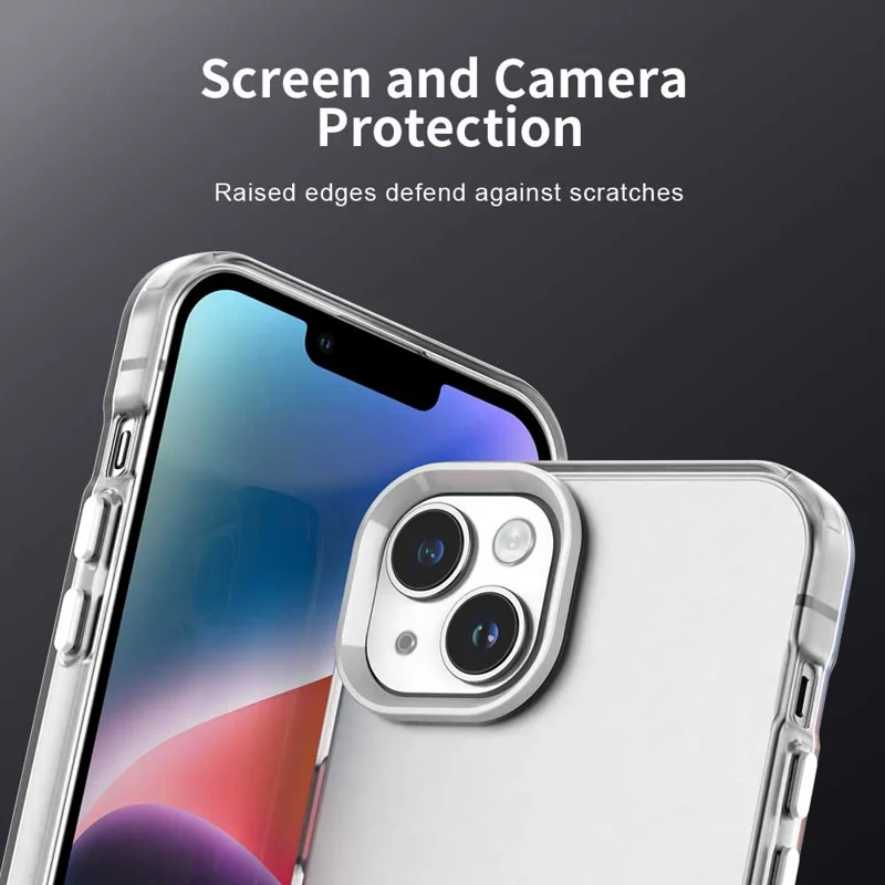 For iPhone 15 Plus / 14 Plus Case PC+TPU+PET Matte Anti-Drop Phone Back Cover - White