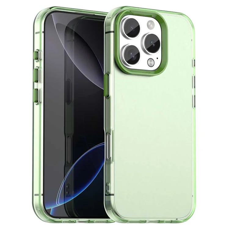 Capa para iPhone 16 Pro Max PC+TPU+PET fosca anti-queda - Verde