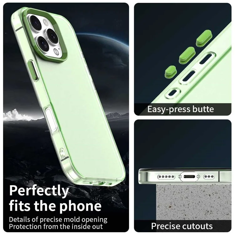 Capa para iPhone 16 Pro Max PC+TPU+PET fosca anti-queda - Verde
