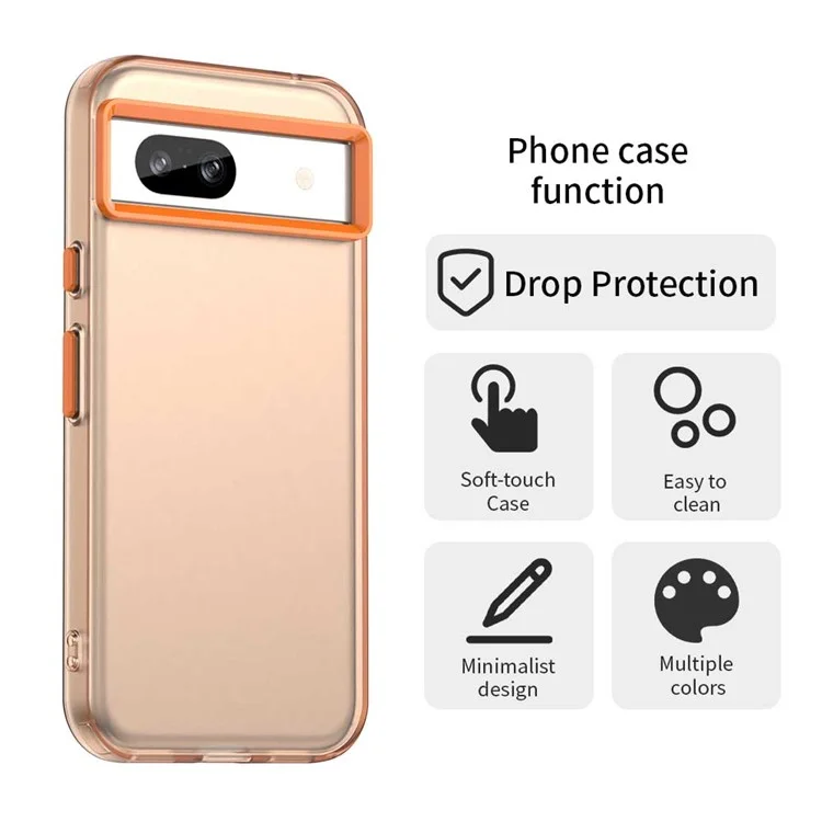 For Google Pixel 8a Case PC+TPU+PET Matte Anti-Drop Phone Back Cover - Orange