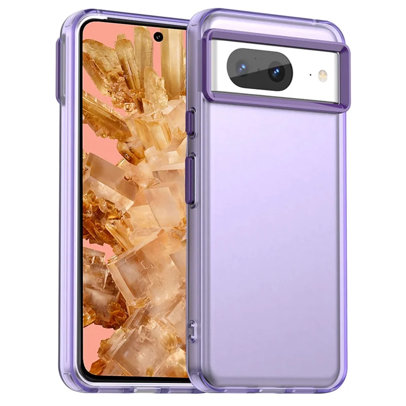 For Google Pixel 8 Case PC+TPU+PET Matte Anti-Drop Phone Back Cover - Purple
