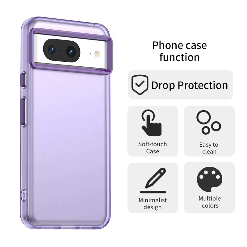 For Google Pixel 8 Case PC+TPU+PET Matte Anti-Drop Phone Back Cover - Purple