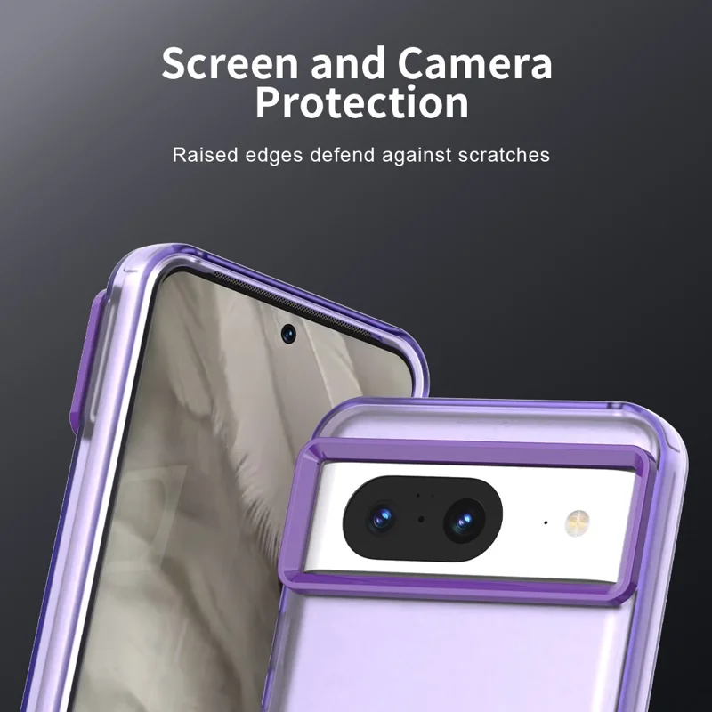 For Google Pixel 8 Case PC+TPU+PET Matte Anti-Drop Phone Back Cover - Purple