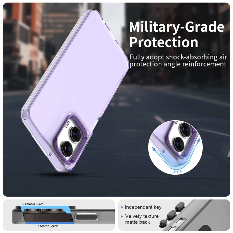 For Motorola Moto G35 5G Case PC+TPU+PET Matte Anti-Drop Phone Back Cover - Purple