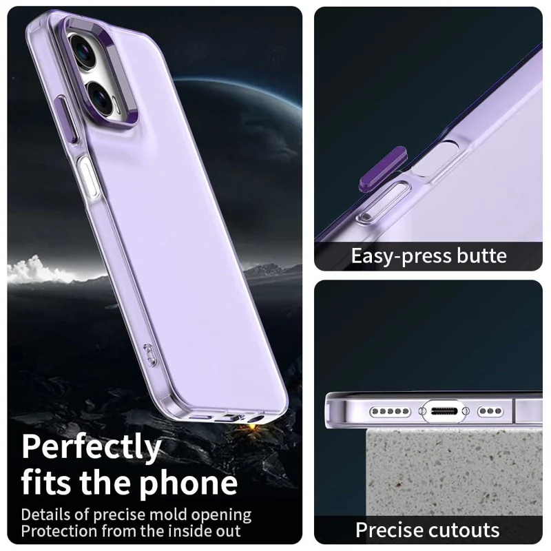 For Motorola Moto G35 5G Case PC+TPU+PET Matte Anti-Drop Phone Back Cover - Purple