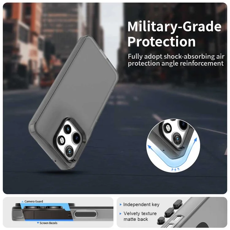Coque pour Motorola Edge 50 Neo 5G / S50 5G PC+TPU+PET mate anti-chute - Noir
