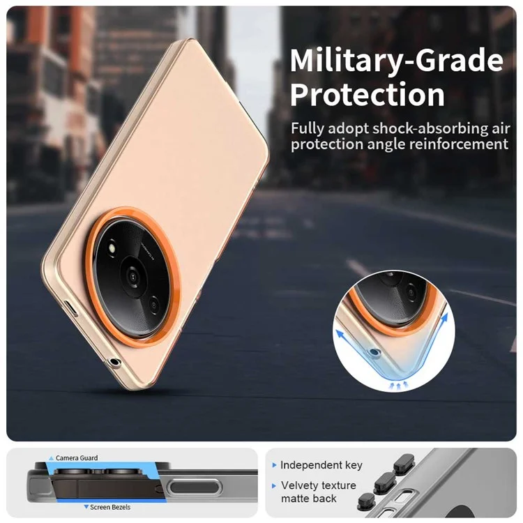 Für Xiaomi Redmi A3 4G / A3x 4G / Poco C61 4G Hülle PC+TPU+PET matte Anti-Drop Handyhülle - Orange