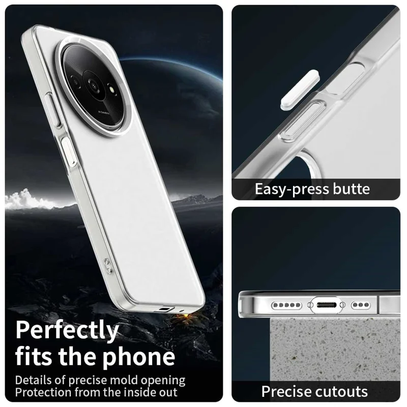 For Xiaomi Redmi A3 4G / A3x 4G / Poco C61 4G Case PC+TPU+PET Matte Anti-Drop Phone Back Cover - White