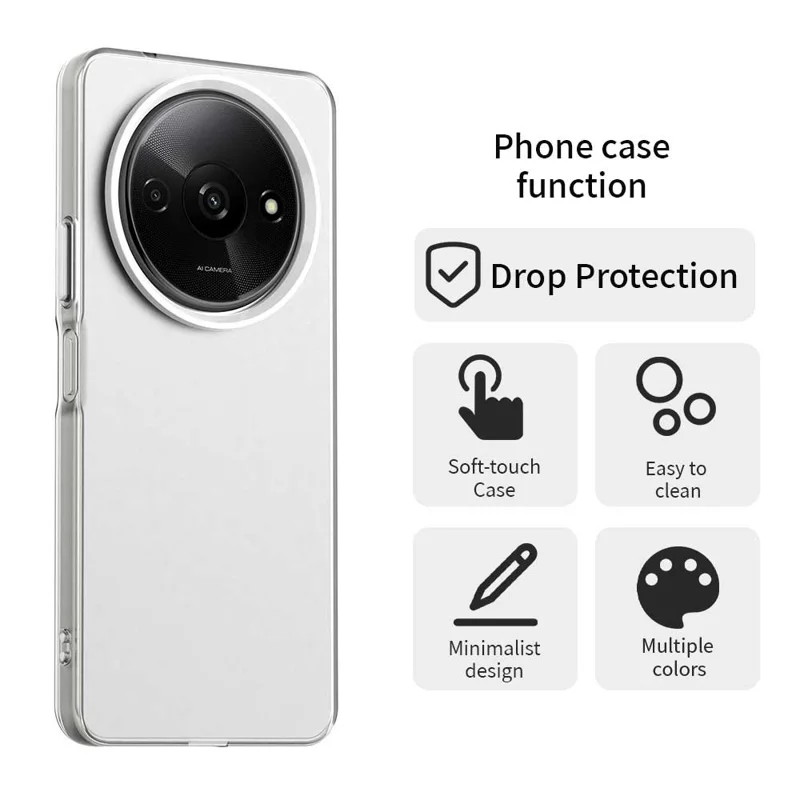 For Xiaomi Redmi A3 4G / A3x 4G / Poco C61 4G Case PC+TPU+PET Matte Anti-Drop Phone Back Cover - White