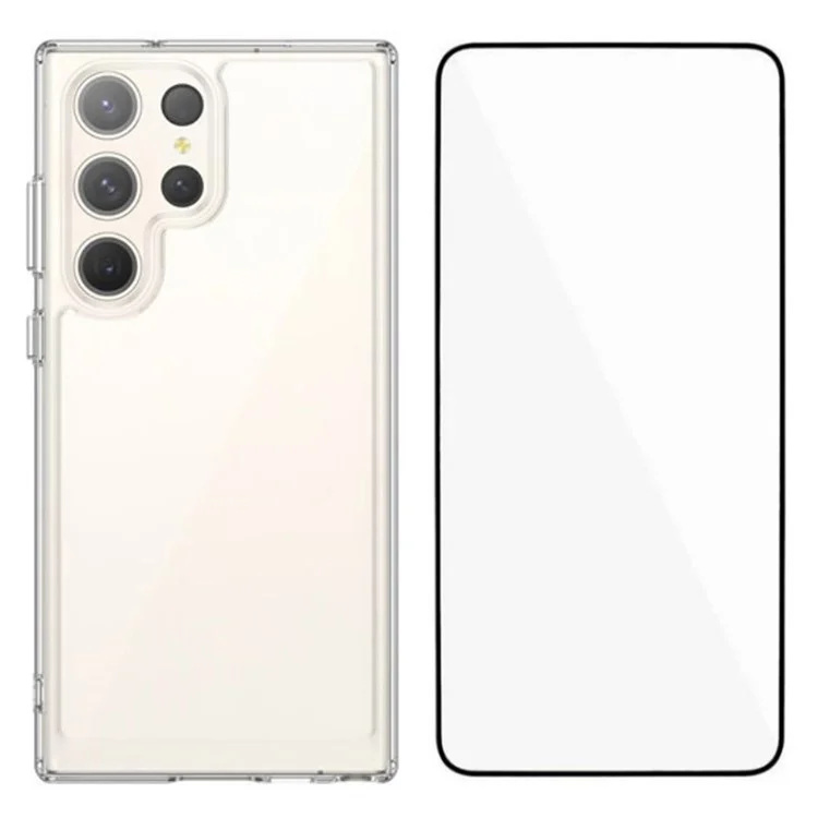 Capa para Samsung Galaxy S23 Ultra da série MF da WANLONFENG, com TPU + Acrílico transparente e película de vidro temperado.