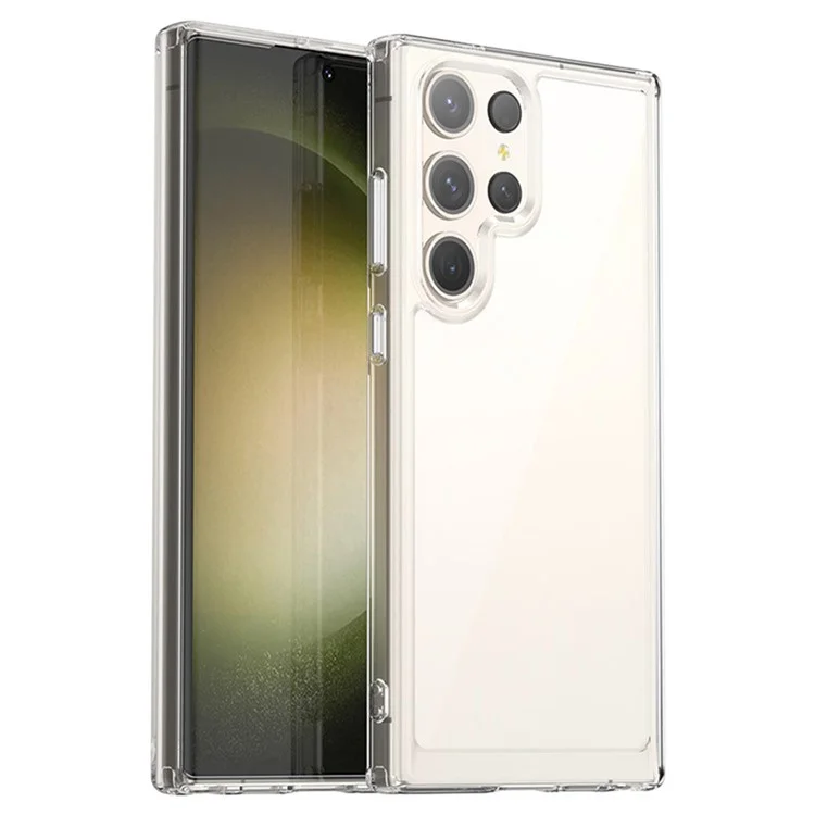 Capa para Samsung Galaxy S23 Ultra da série MF da WANLONFENG, com TPU + Acrílico transparente e película de vidro temperado.